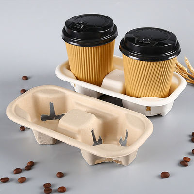Kompostierbare Bagasse 2 Schalen-Kaffee-Fördermaschine, Schalen-Behälter, Becherhalter