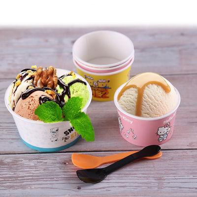 Starkes Leck beständige Transparant-Abdeckungs-Eiscreme-Papier-Eiscremebecher-Schalen Wegwerf