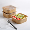 Quadratische Kraftpapier-Salatwegwerfschüssel mit klarem Deckel für Herausnehmung